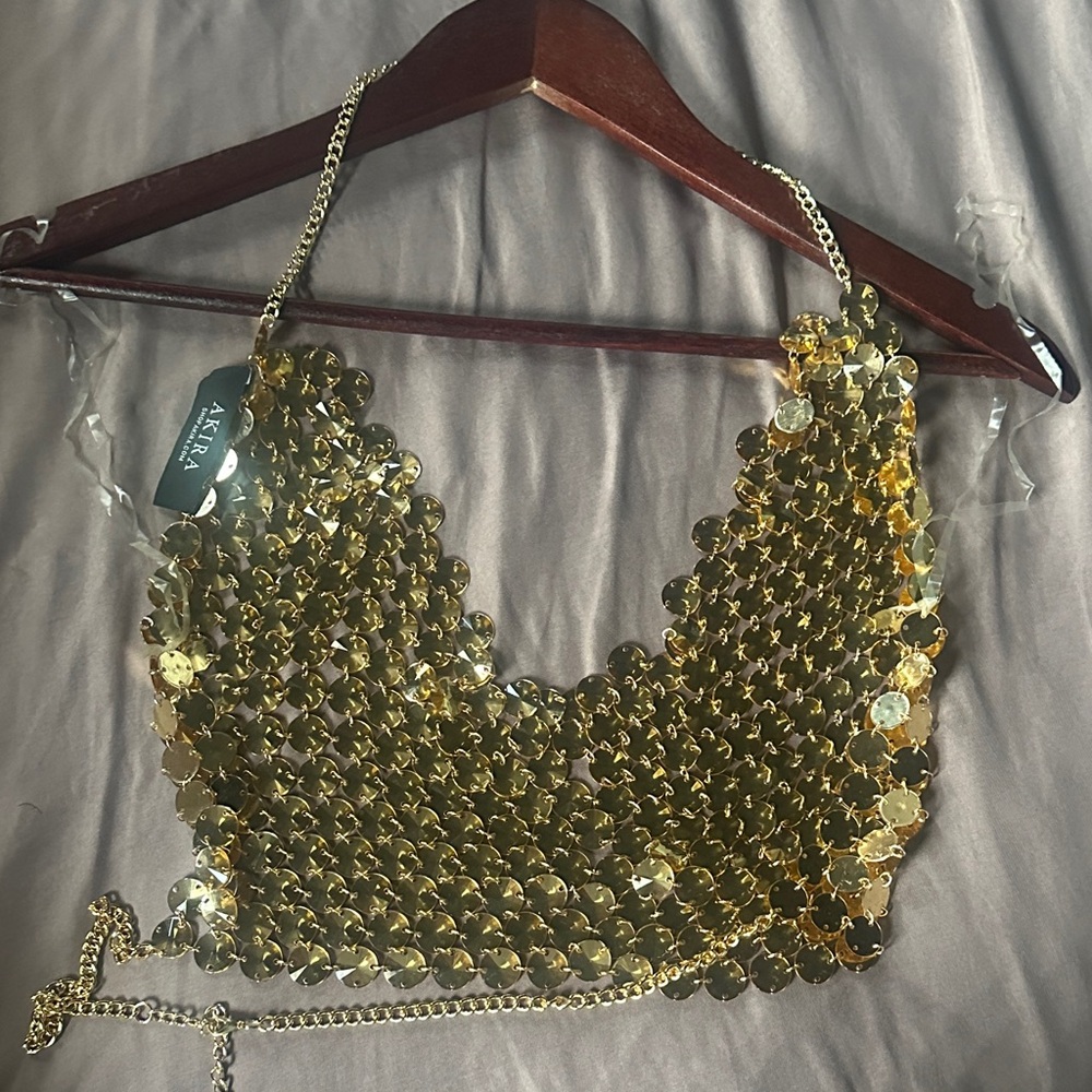 Gold Sequin Chainmail Top